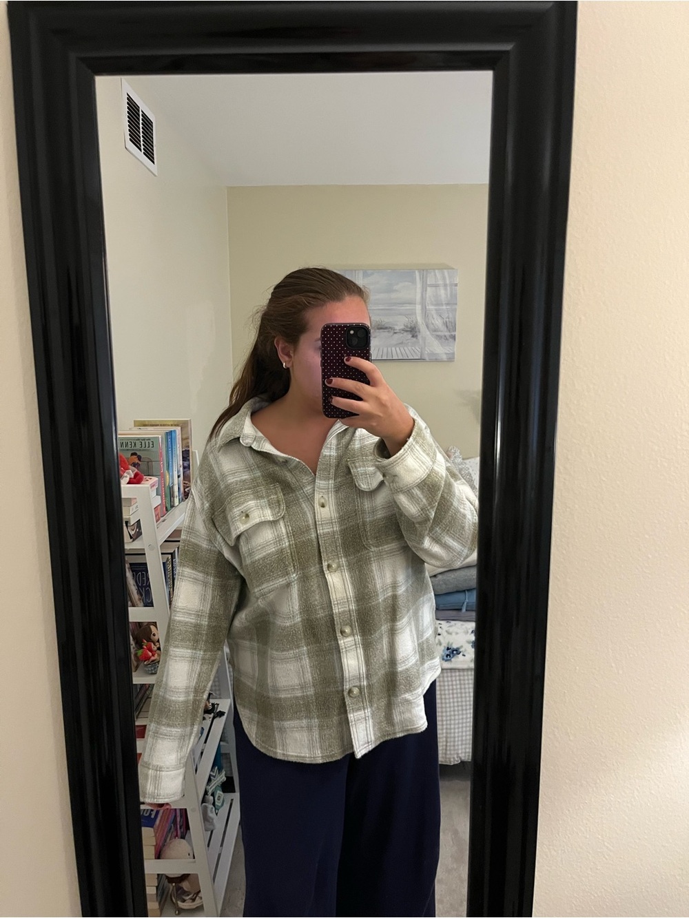 American Eagle Plaid Button-Up Flannel Jacket